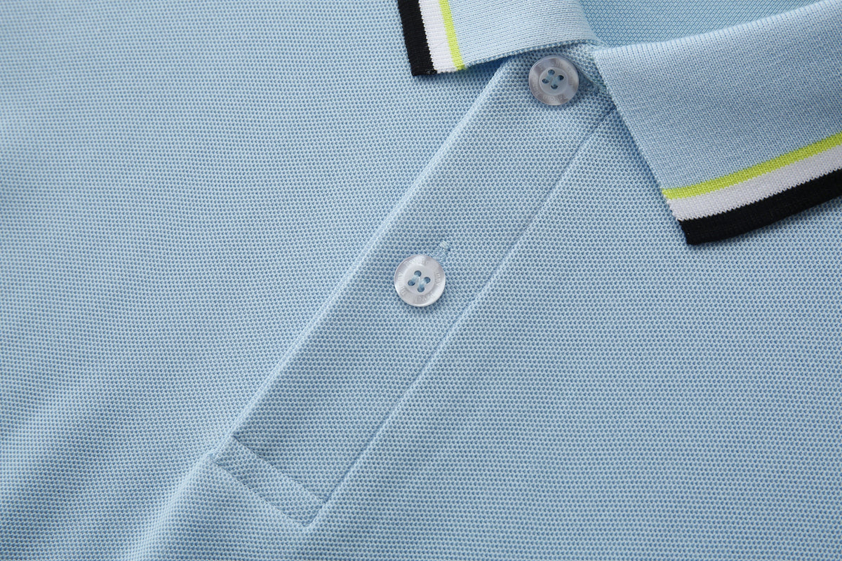 Camiseta 13605# Tipo Polo Azul Para Hombre