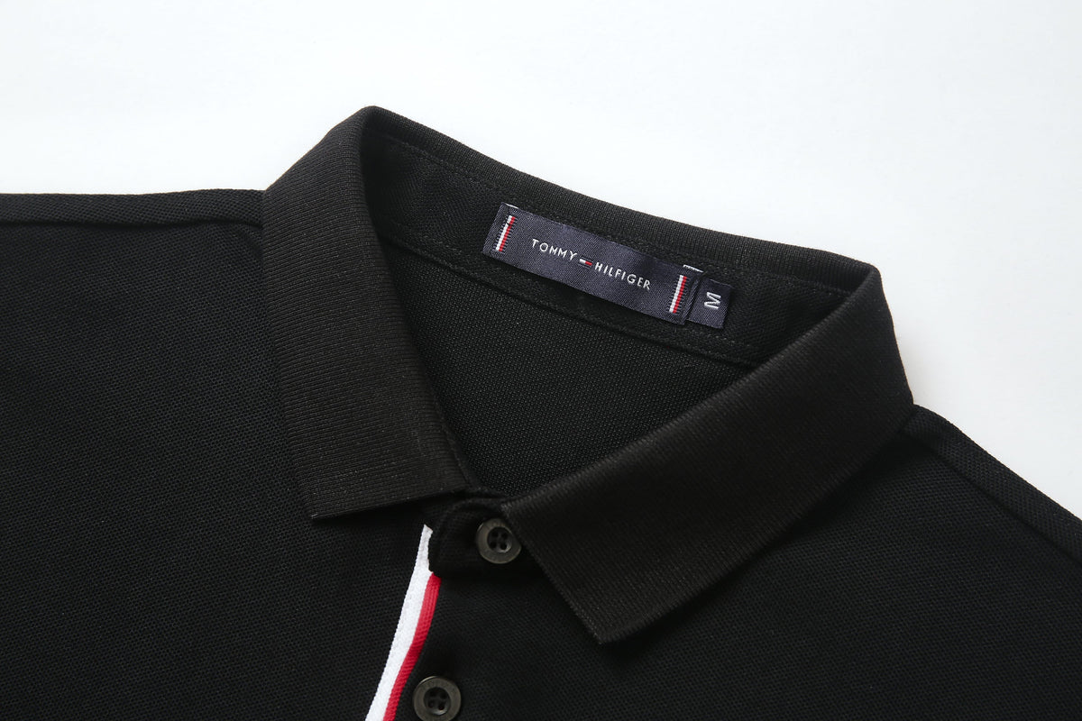 Camiseta T369-8# Tipo Polo Negra Para Hombre