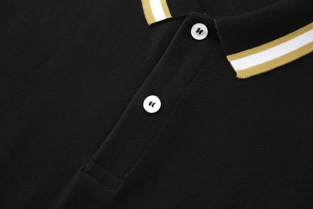 Camiseta 22464# Tipo Polo Negra Para Hombre