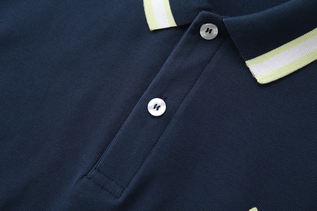 Camiseta 22464# Tipo Polo Azul Oscuro Para Hombre