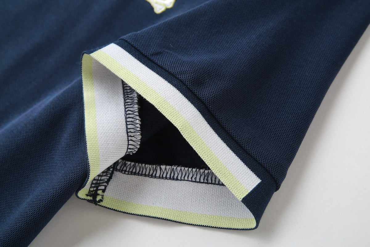 Camiseta 22464# Tipo Polo Azul Oscuro Para Hombre