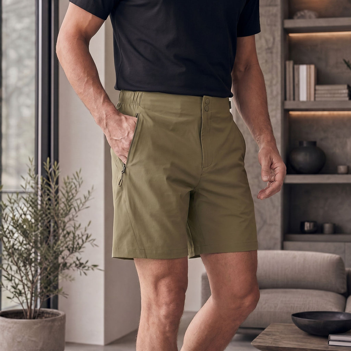 Pantaloneta 25D668 Verde Oliva Para Hombre