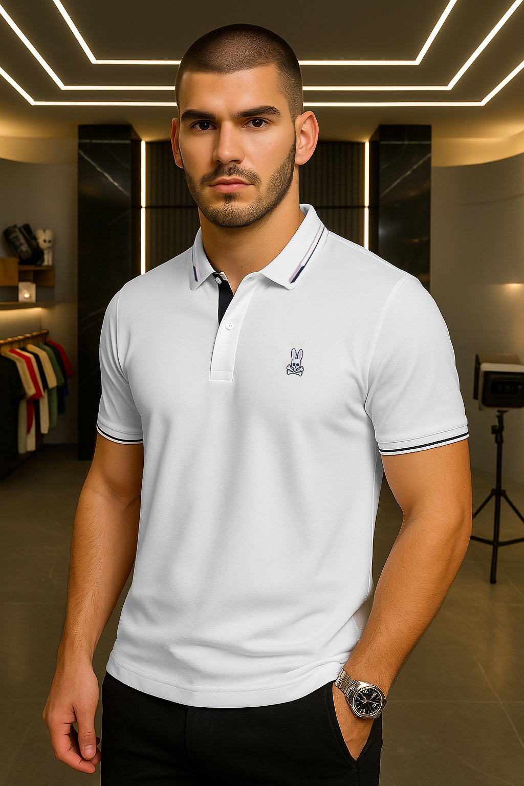 Camiseta 22470 Tipo Polo Blanca Para Hombre