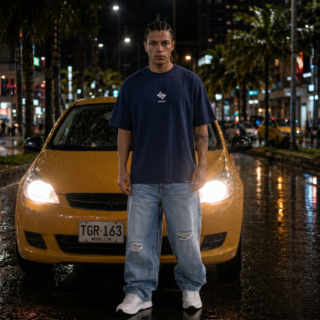 Camiseta 788333 Oversize Azul Oscuro para hombre