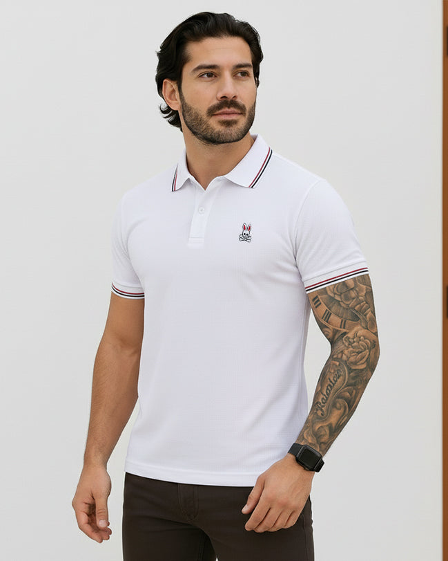 Camiseta 22472# Tipo Polo Blanca Para Hombre