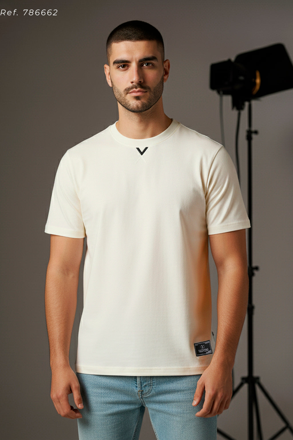 Camiseta 786662 Básica Crema Para Hombre