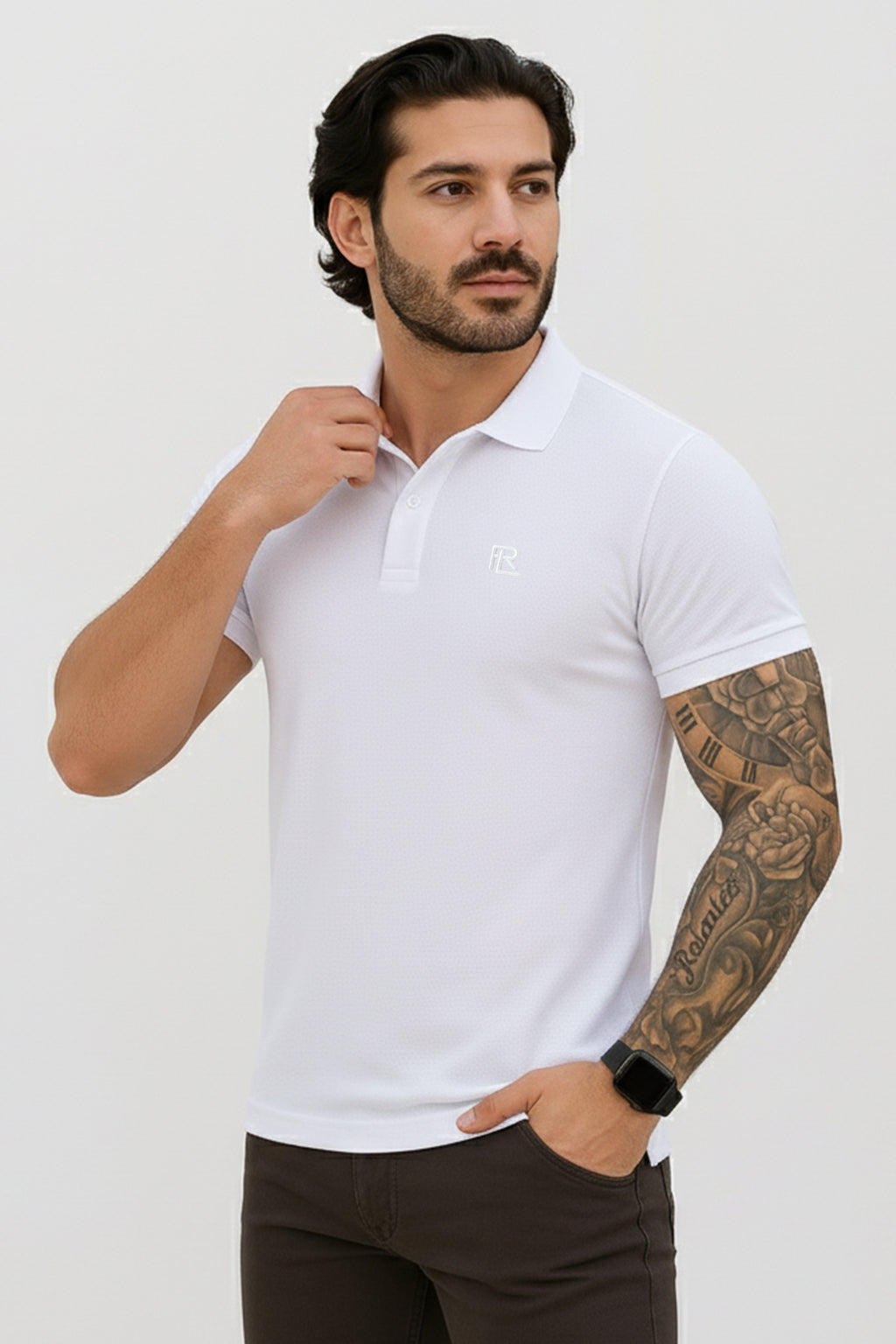 Camiseta 22333 Tipo Polo Blanca Para Hombre