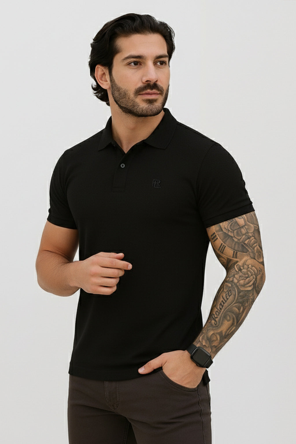 Camiseta 22333 Tipo Polo Negra Para Hombre
